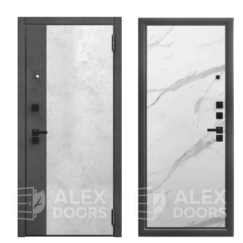 3K PRO Стоун (Мрамор натур арктик, 2060*970, правая, Серебро антик, Рокси, Бетон урбан милк (Бетон урбан индиго), Black box)