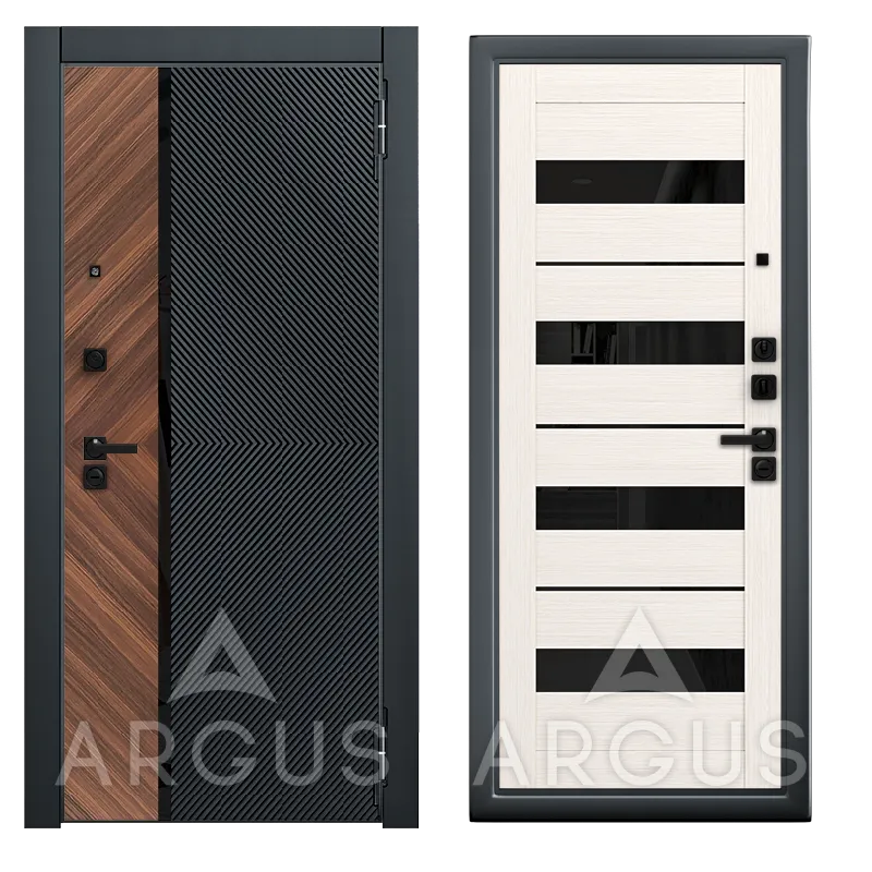 ДА87 Букле графит Милана (Белая лиственница, Черный лакобель, 2060*870, прав., Фуриоса, Черный кварц, Орех натуральный диагональ, черный лакобель)