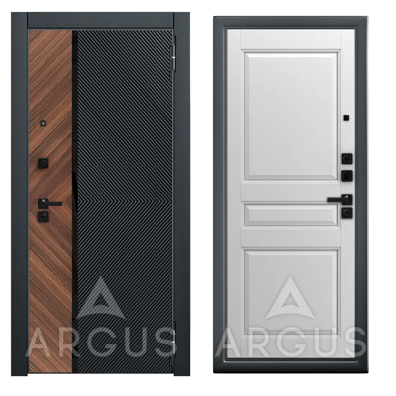 ДА87 Букле графит Каролина (Белая эмаль (soft), 2060*870, прав., Фуриоса, Черный кварц, Орех натуральный диагональ, черный лакобель)