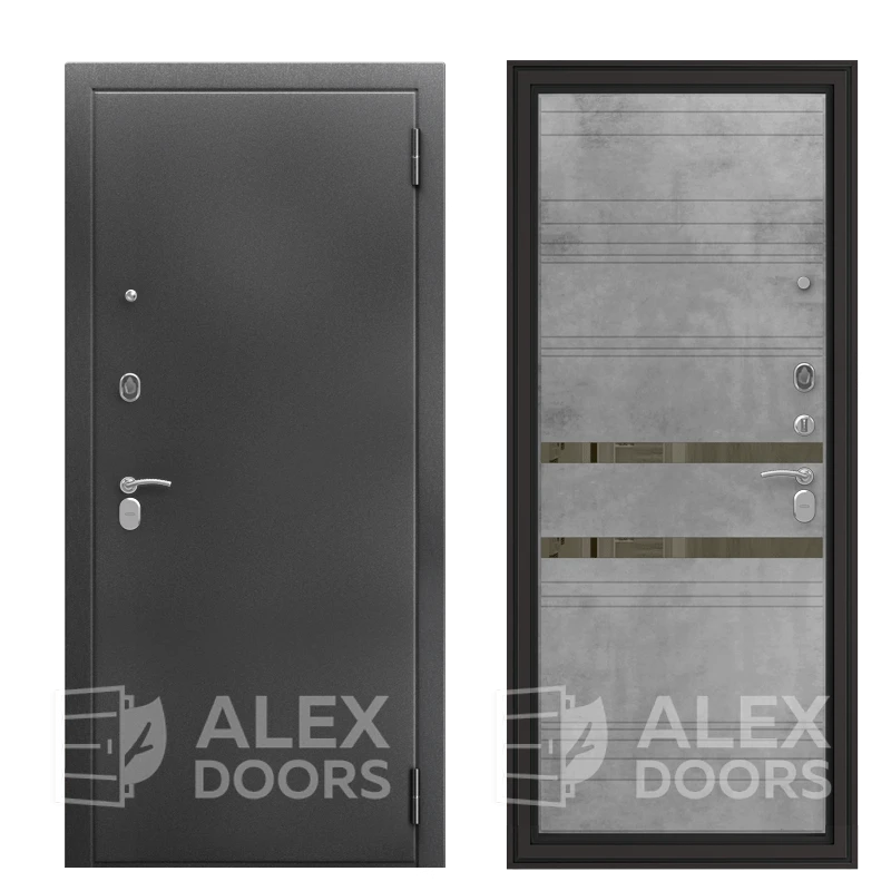 3K Alum 13 (Бетон светлый, зеркало бронза, 2060*870, левая, Серебро антик, Standard)