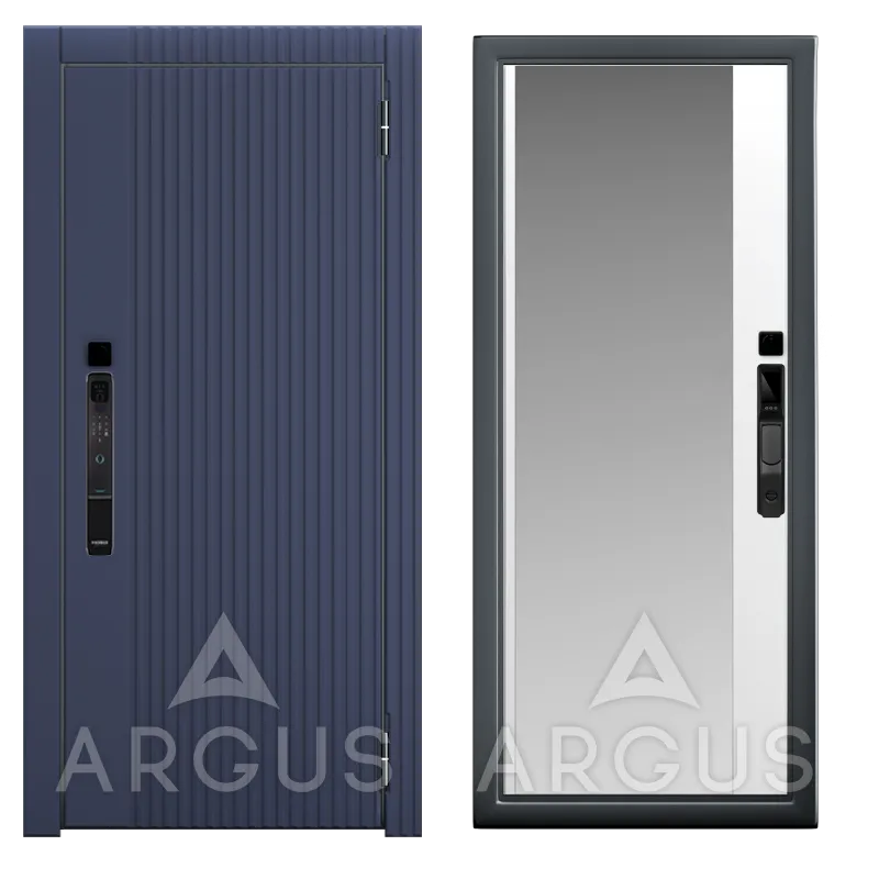 Smart V05 Букле графит Магнум  (Эмалит арктик, Зеркало, 2060*970, прав., Фрейда, Синий софт)