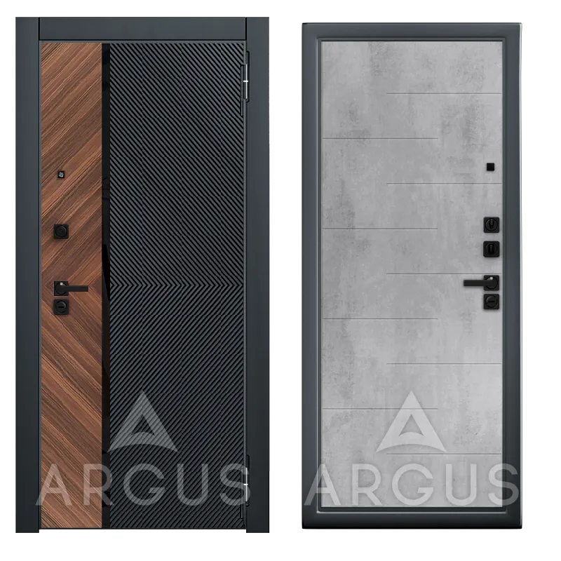 ДА84 Букле графит Никсон (Бетон светлый, 2060*970, лев., Фуриоса, Черный кварц, Орех натуральный диагональ, черный лакобель)