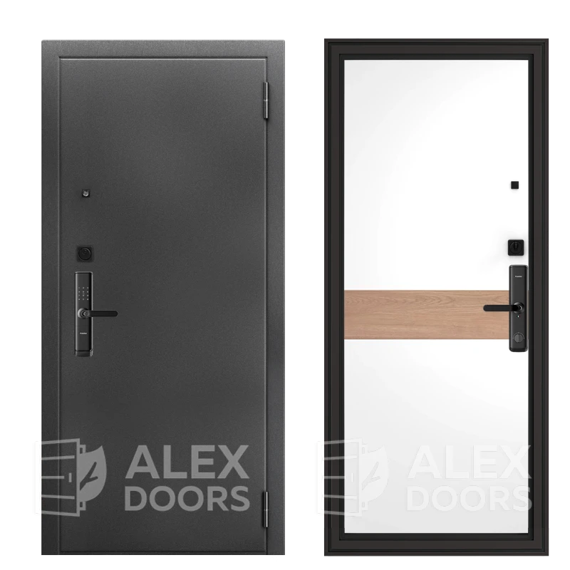 Electronic Alum 411 (Велюр белый, Дуб виски, 2060*870, левая, Серебро антик, Kaadas S110-5W Black)